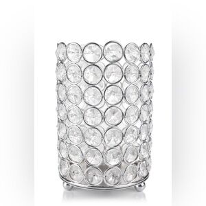 Crystal Accent Candle Holder - Silver